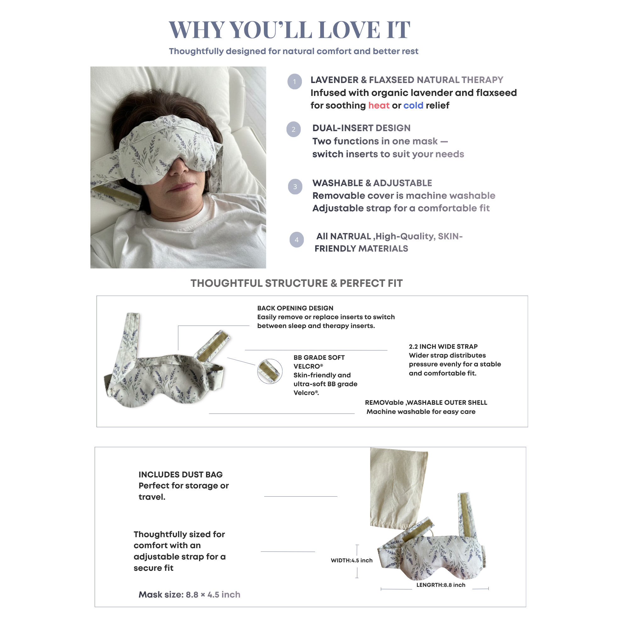 Dual-Insert Lavender Eye Mask