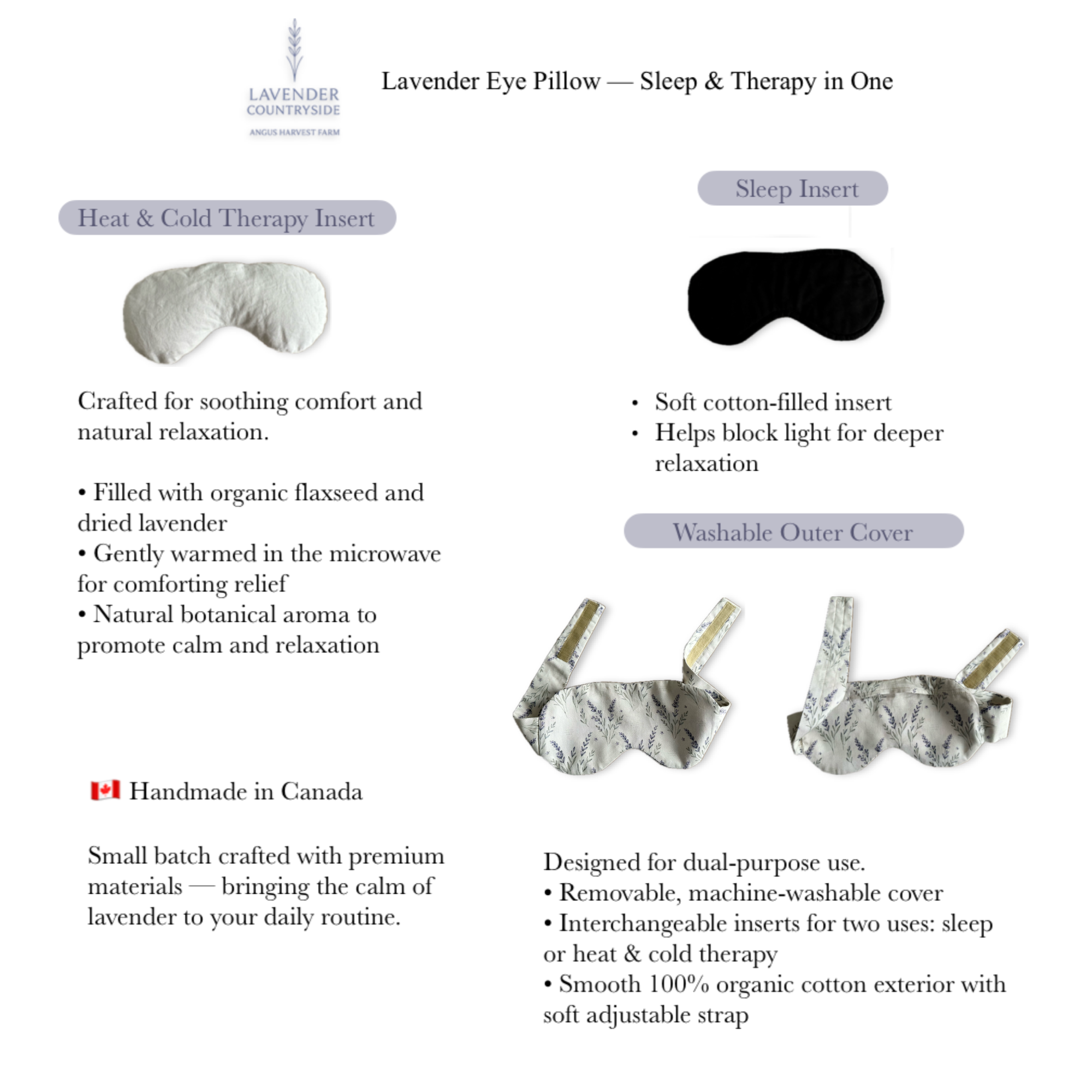 Dual-Insert Lavender Eye Mask